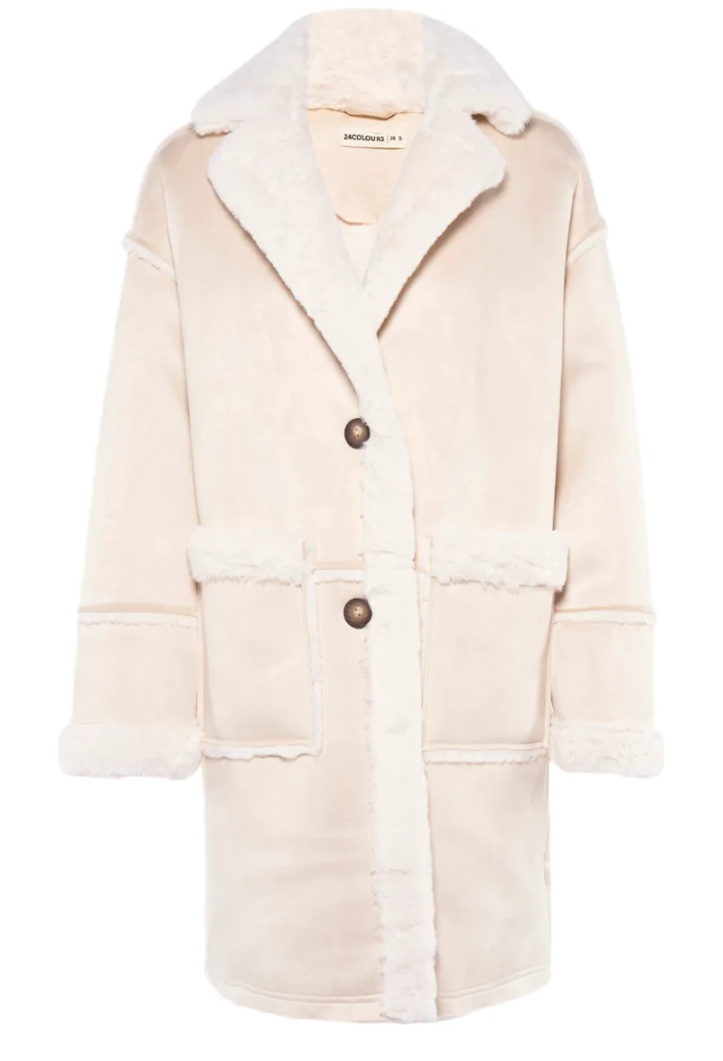 Παλτό 24 Colours Με Γούνινες Λεπτομέρειες 90477-BEIGE Γυναικείο