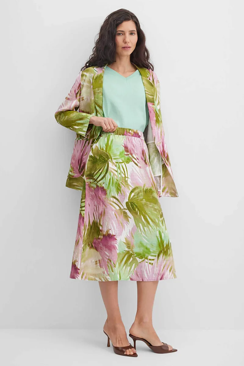 Gerry Weber γυναικεία denim φούστα με floral print - N65689630042 Πράσινο