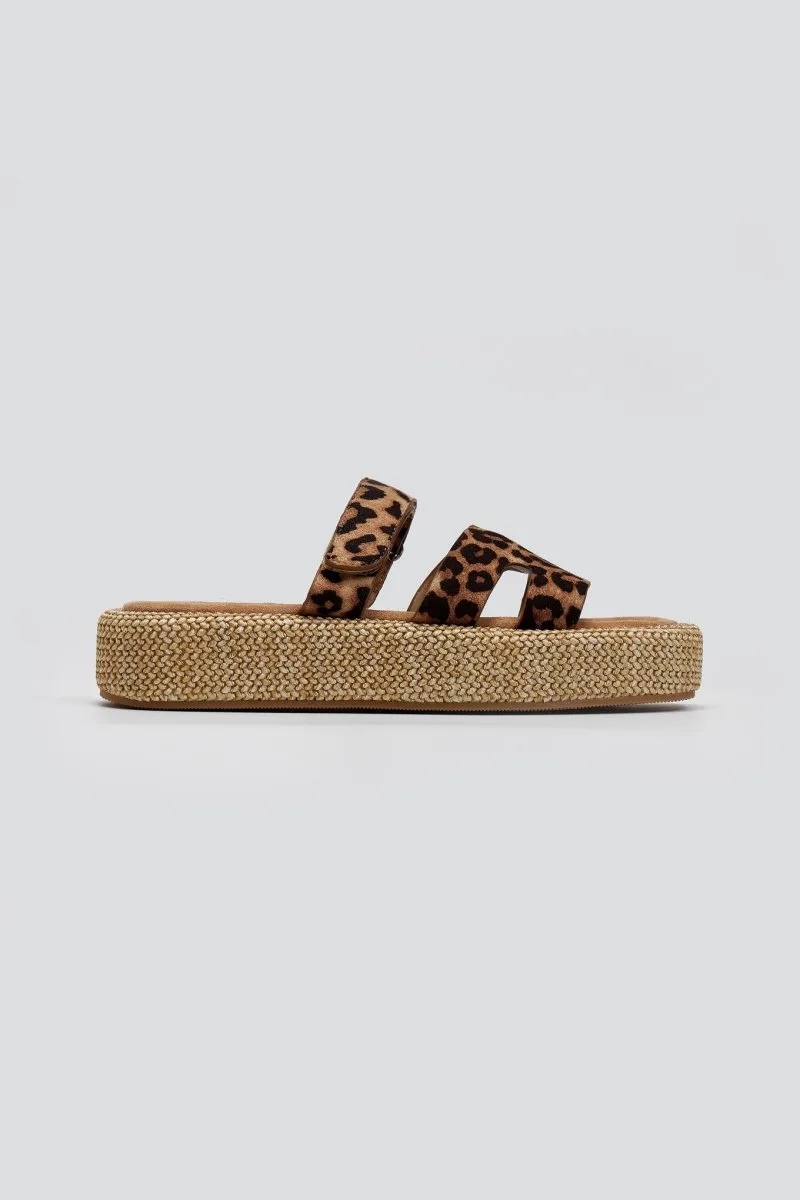 ERYNN Σουέντ Flatform σανδάλια με Velcro - 333-302 (leopard) - Leopard