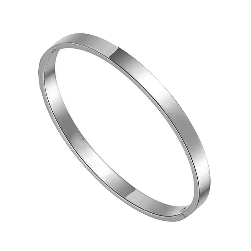 JT Unisex οβάλ ατσάλινο βραχιόλι χειροπέδα με επιλογή χάραξης Ασημί
