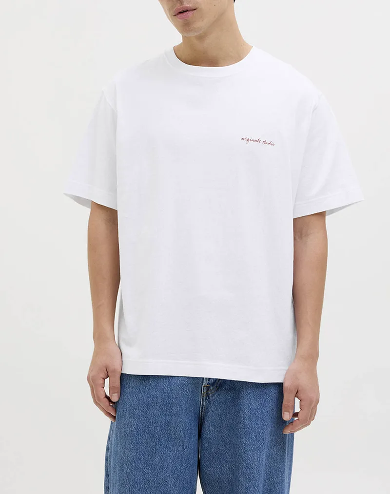 JACK&JONES JORMARRAKESH SKETCH TEE SS CREW NECK 12273388-BRIGHT WHITE White