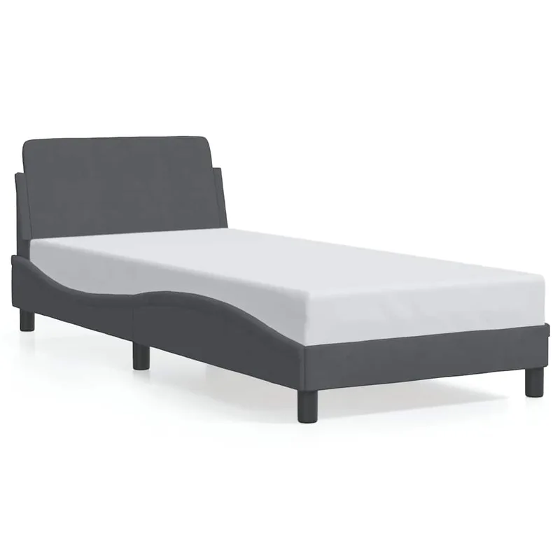 vidaXL Πλαίσιο Κρεβατιού Dover Σκούρο Γκρι 90x190 εκ. Βελούδο