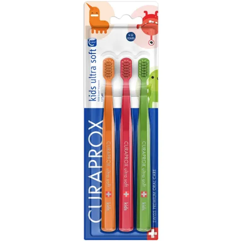 Curaprox Kids CS 5500 Ultra Soft Toothbrush 4-12 Years Παιδικές Οδοντόβουρτσες με Μικρή Κεφαλή & Εξαιρετικά Μαλακές Ίνες 3 Τεμάχια