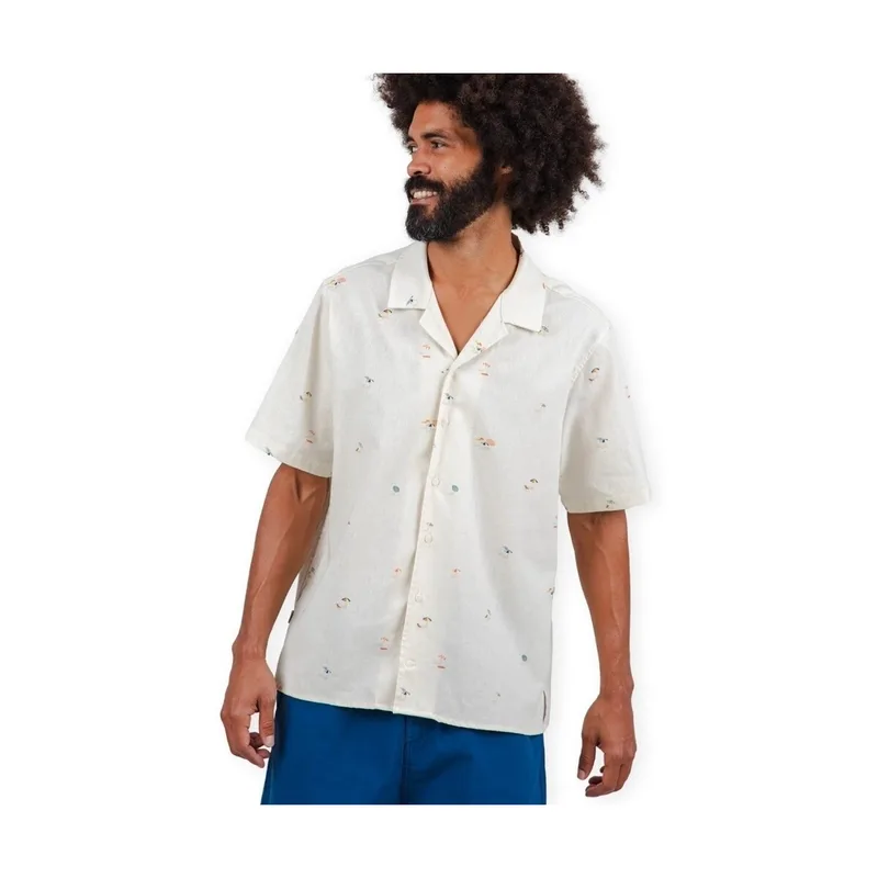 Πουκάμισο με κοντά μανίκια Brava Fabrics Beach Please Aloha Shirt - Ecru