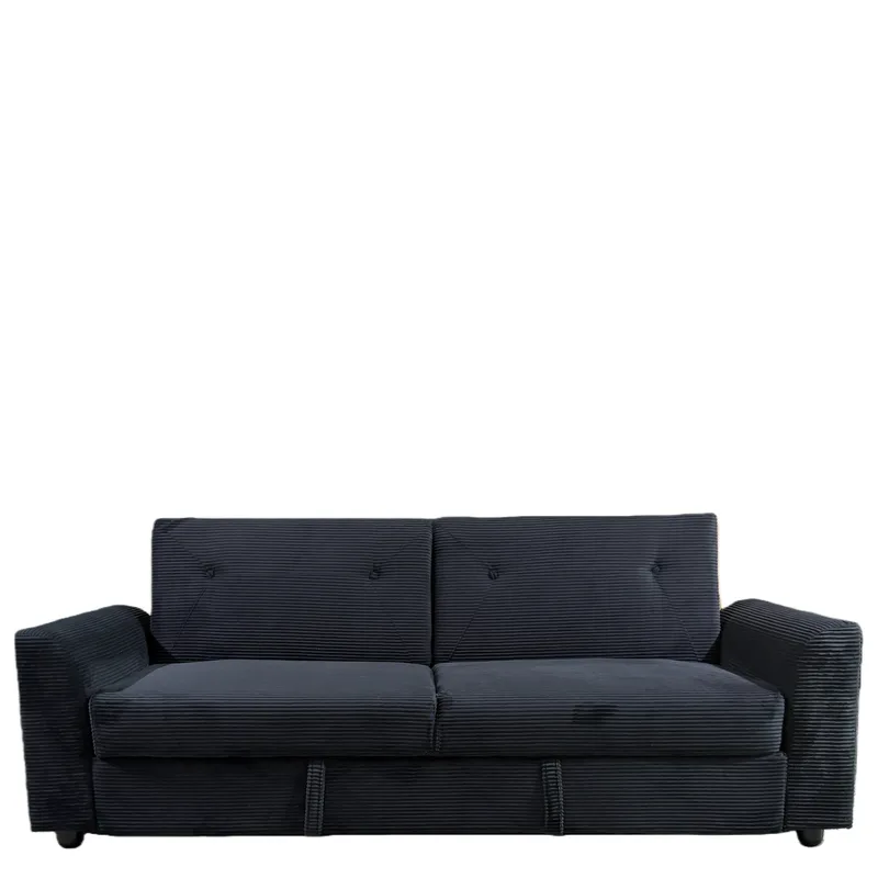 Καναπές Κρεβάτι ArteLibre VALMERO Μαύρο Ύφασμα/Ξύλο 216x85x85cm