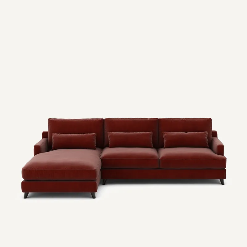 Γωνιακός καναπές από βελούδο Μ172xΠ294xΥ83cm