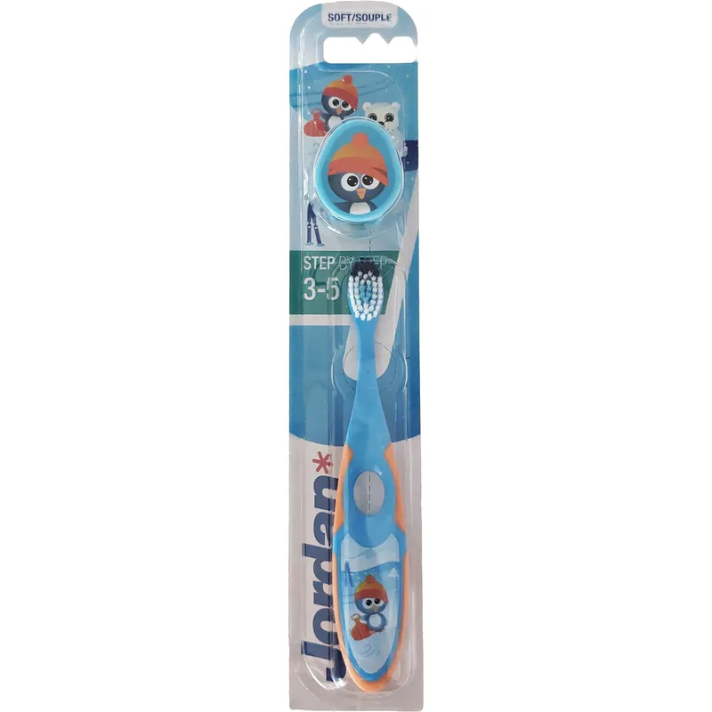 Jordan Step By Step Soft/Souple 3-5 Years Παιδική Μαλακή Οδοντόβουρτσα Κατάλληλη από 3 Έως 5 Ετών 1 Τεμάχιο - Μπλε / Πορτοκαλί