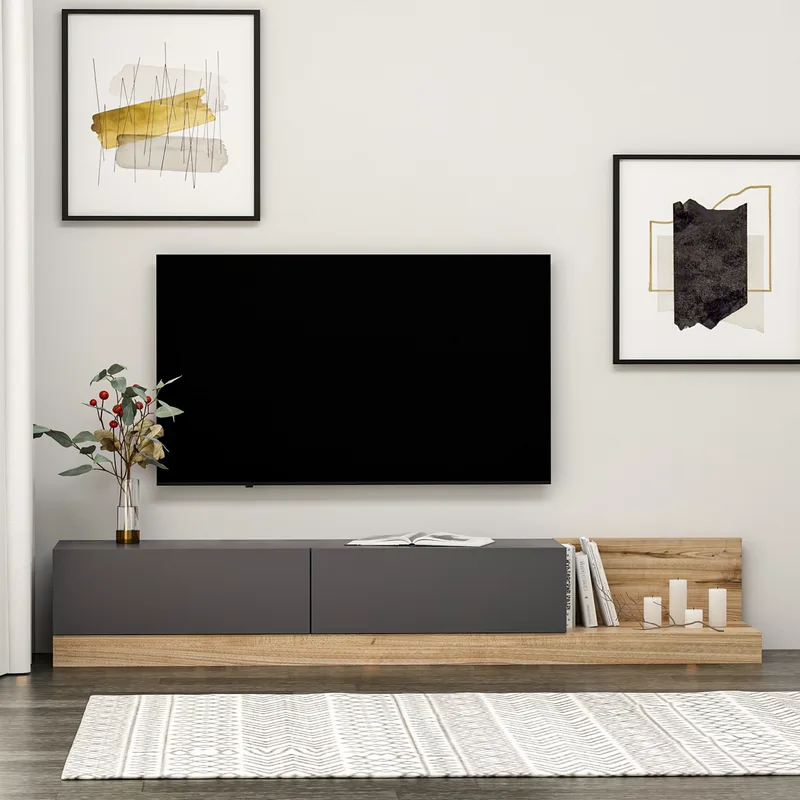 Βάση Τηλεόρασης Majör - Anthracite, Walnut 382Nrc1528 (180x30x37)