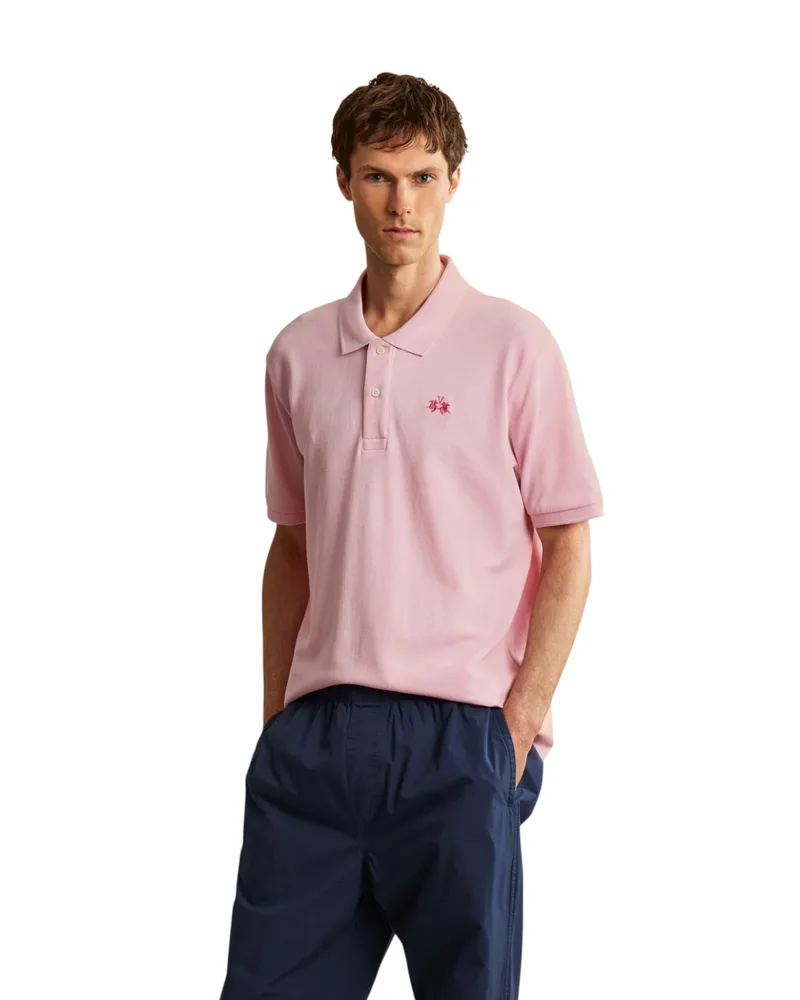 La Martina Ανδρική Polo Μπλούζα BPMP11PK031-05221 Ροζ