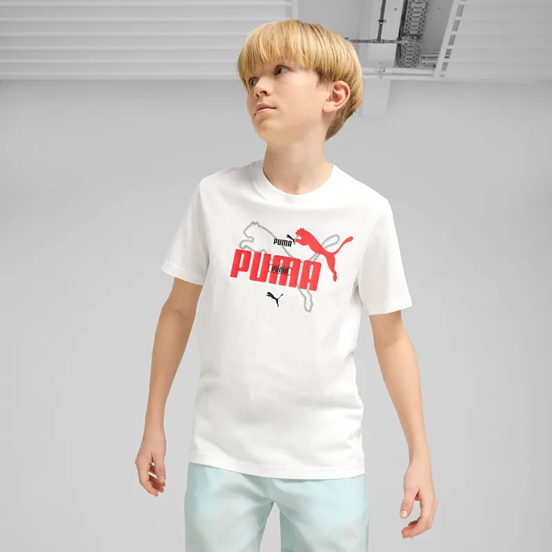 PUMA KIDS ESSENTIALS LOGO LAB SUMMER T-SHIRT ΑΣΠΡΟ