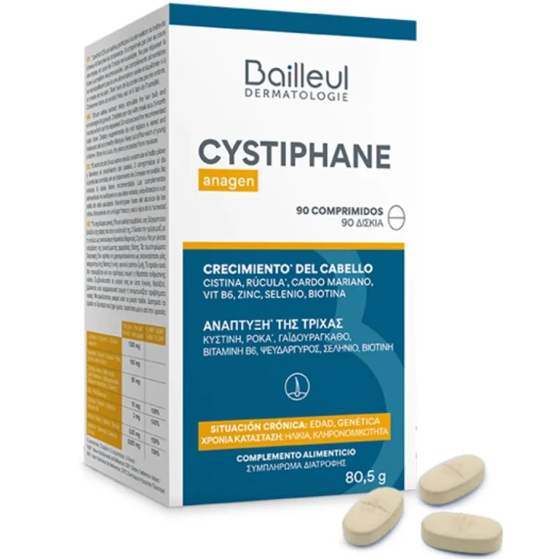 Bailleul Cystiphane Anagen Hair Growth Συμπλήρωμα Διατροφής με L-Κυστίνη για την Ανάπτυξη - Ενδυνάμωση των Μαλλιών 90tabs