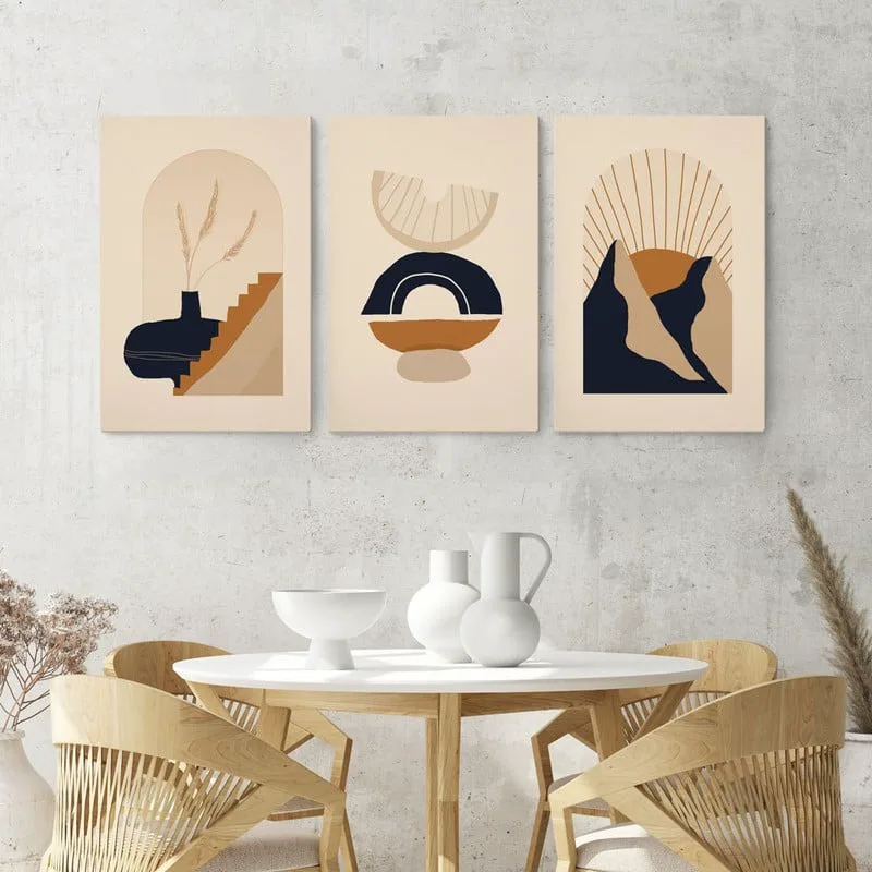 OUTLET Σετ Τριπτυχος Πινακας σε καμβά MODERN MINIMALISTIC BOHO ART 50cm x 80cm