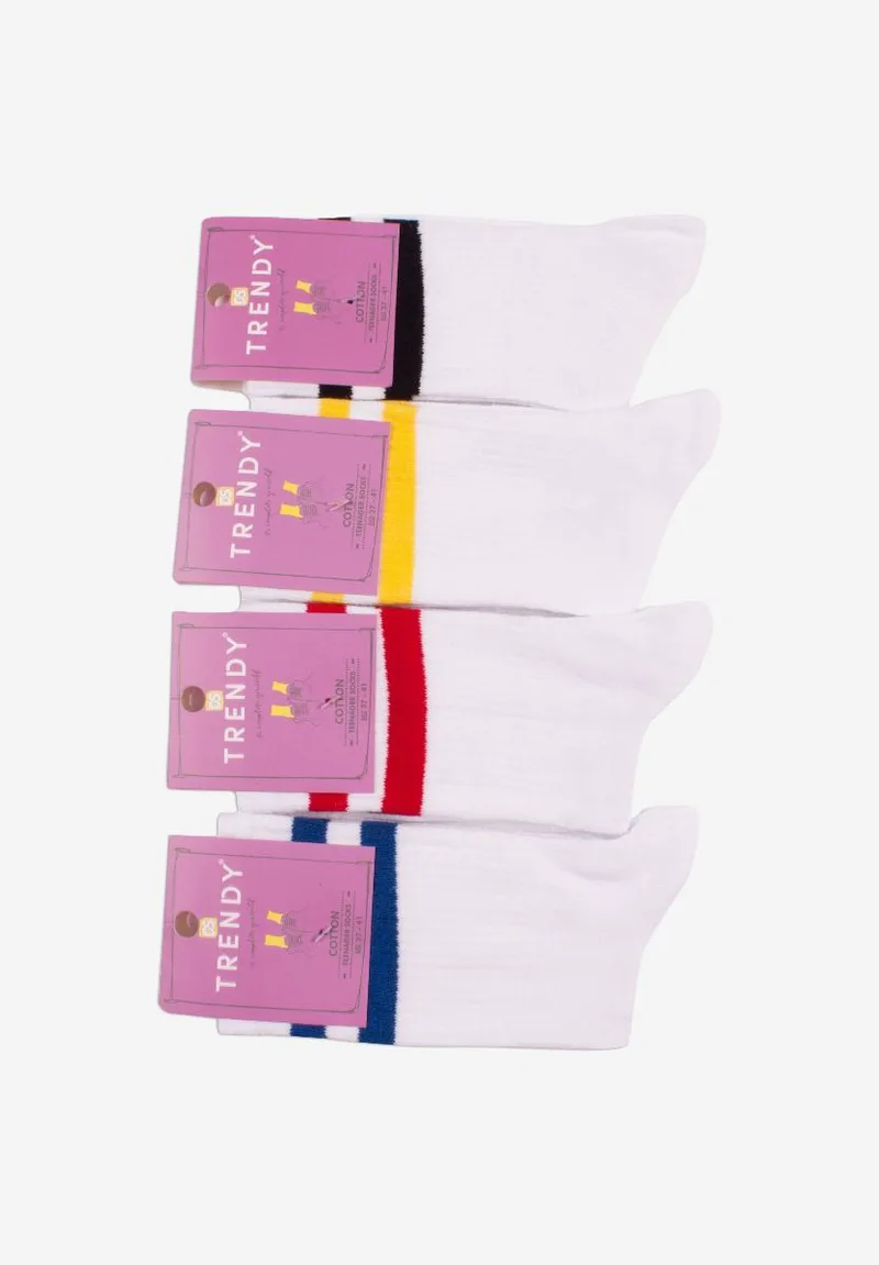 ΕΦΗΒΙΚΗ ΚΑΛΤΣΑ TWO STRIPES TRENDY ΛΕΥΚΟ PACK 4 ΤΕΜ Λευκό