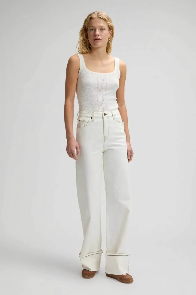 Lee® γυναικείο τζιν ψηλόμεσο με logo patch Regular Fit "Stella" - 112376790 Λευκό