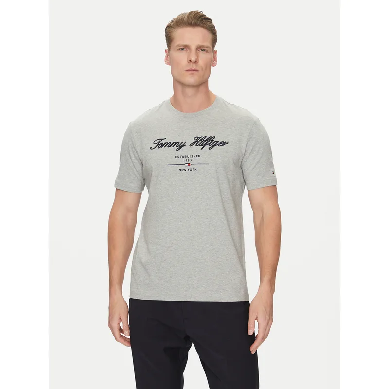 Tommy Hilfiger T-Shirt Script Logo MW0MW33691 Γκρι Regular Fit