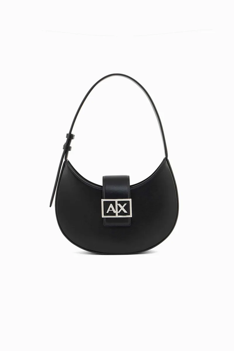 Armani Exchange γυναικεία τσάντα ώμου με μεταλλικό monogram - XW002565AF12039 Μαύρο