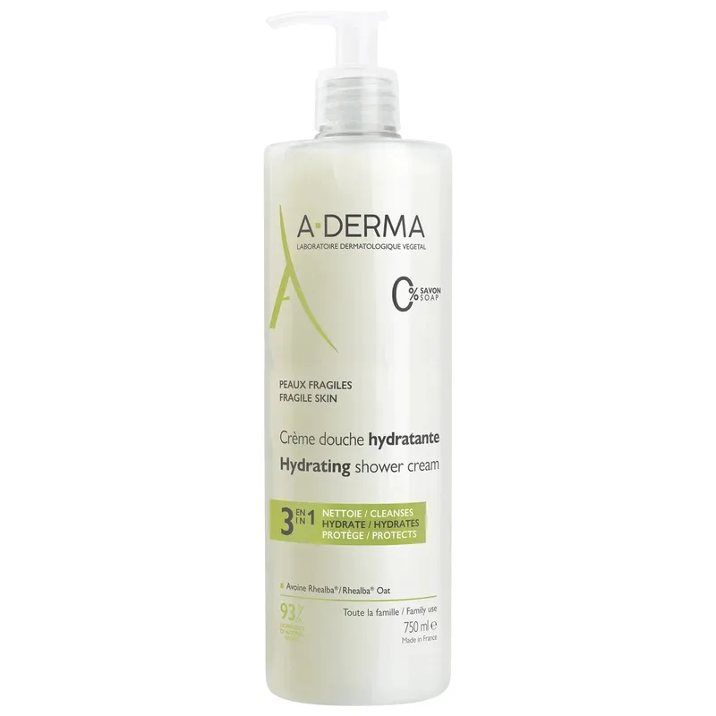 A-Derma Fragile Skin Hydrating Shower Cream Ενυδατικό Κρεμώδες Καθαριστικό για Ευαίσθητες Επιδερμίδες 750ml