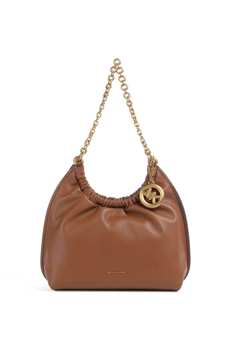 Michael Kors γυναικεία δερμάτινη τσάντα hobo "Indie Small" - 32S6A50C6L Καφέ