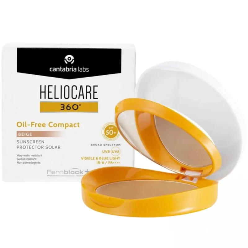 Heliocare 360 Oil Free Spf50+ Compact Color Μπεζ Sunscreen Αντηλιακό Προσώπου Πολύ Υψηλής Προστασίας Compact Make Up με Χρώμα 10g