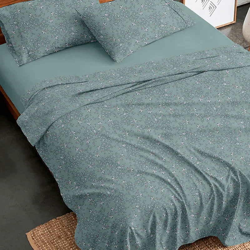 Σεντόνια Φανελένια Διπλά (Σετ) 200X260 Sunshine Flannel 928 Aqua Χωρίς Λάστιχο (200x260)