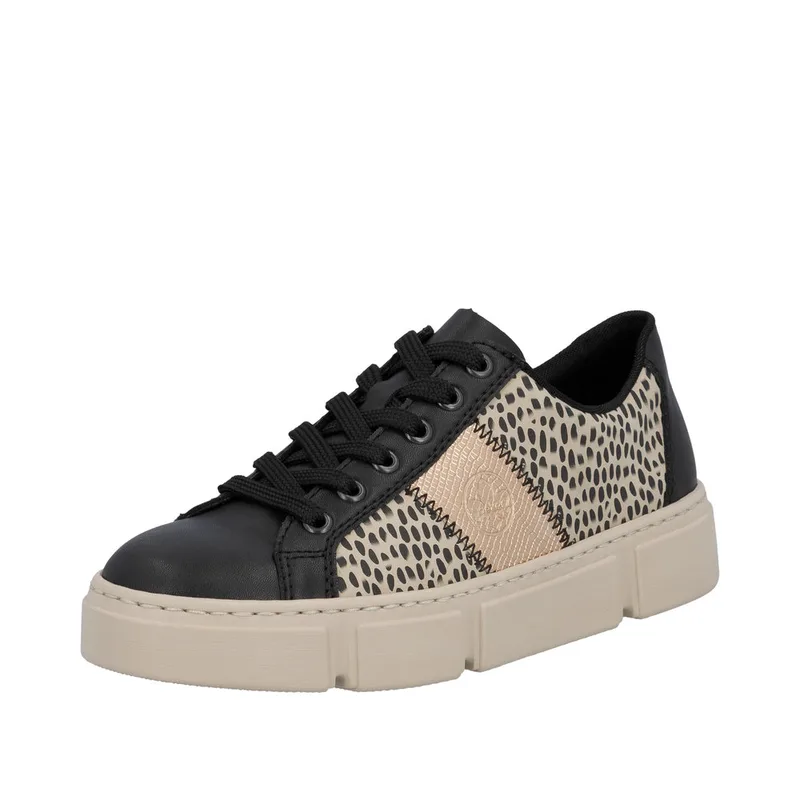 Rieker N5910-62 Ανατομικό Δερμάτινο Sneaker Μαύρο