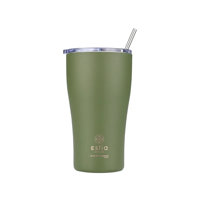 Θερμός-Ποτήρι Ανοξείδωτο Forest Spirit Save The Aegean Estia 500ml-9x16εκ. 01-23140 (Υλικό: Ανοξείδωτο, Χρώμα: Πράσινο ) - estia - 01-23140