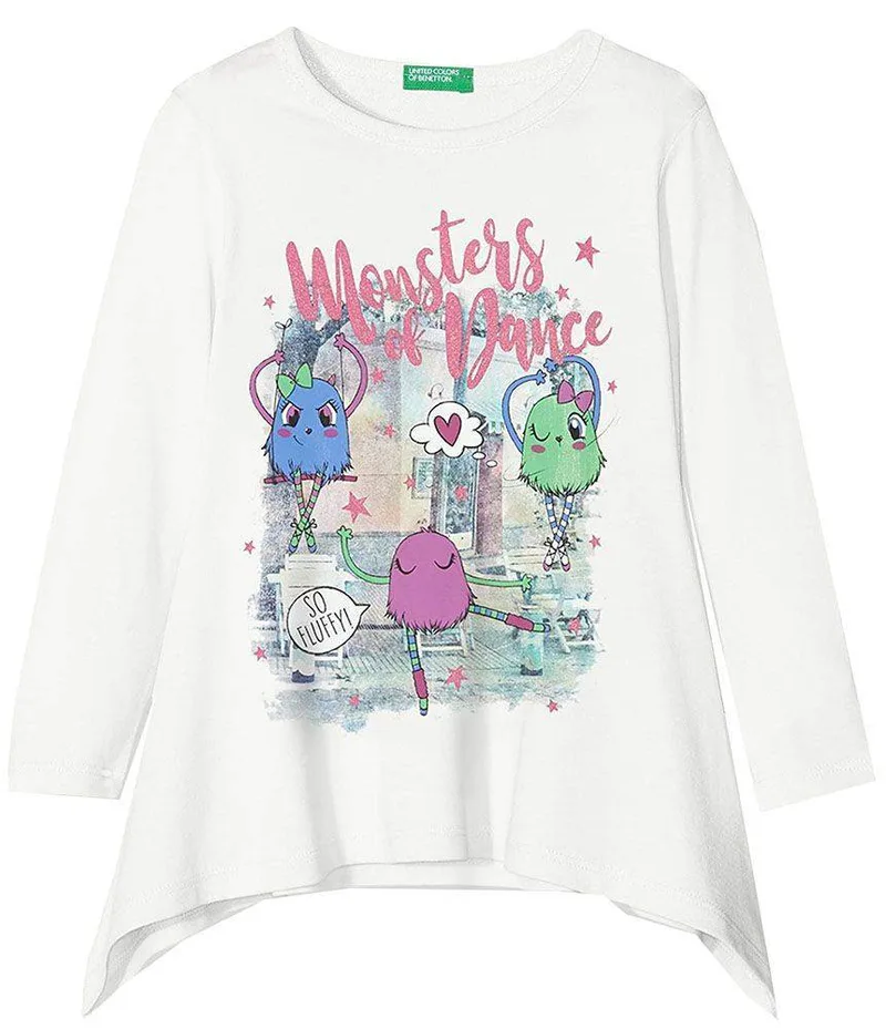 ΜΠΛΟΥΖΑ ΜΑΚΡΥΜΑΝΙΚΗ BENETTON 3G IMPIANTO AUG ΛΕΥΚΟ (82 CM)-(1-2 ΕΤΩΝ)