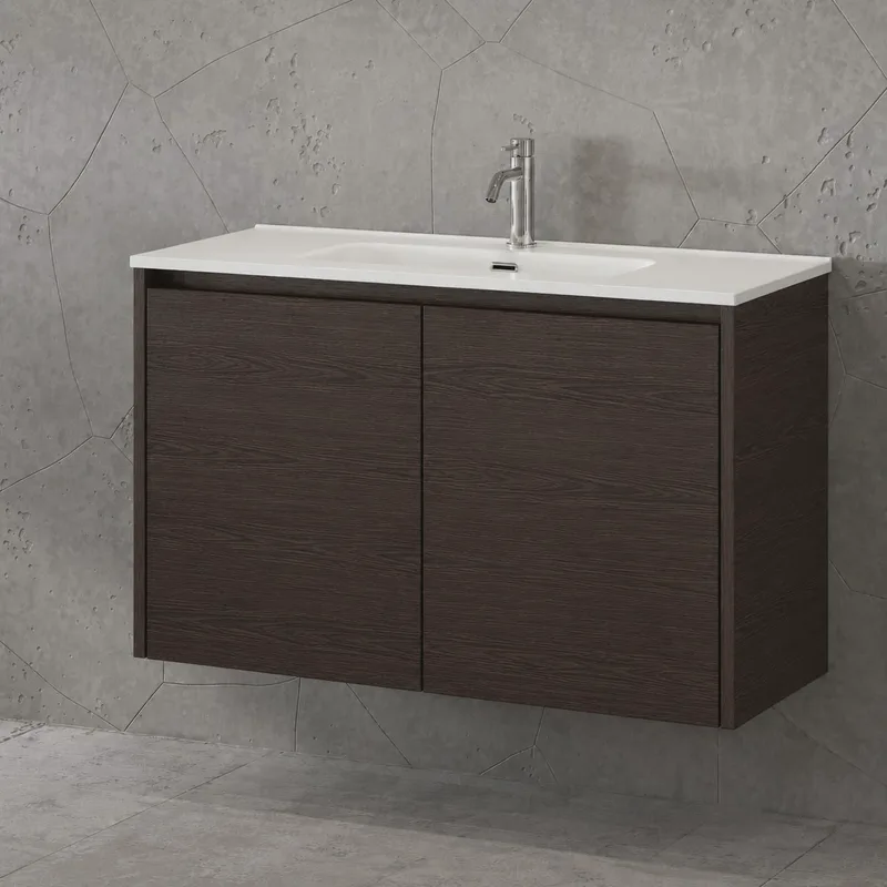 Έπιπλο Minos με Μεγάλο Ύψος (55cm) με 2 Ντουλάπια & Νιπτήρα σε Βέγκε (90x39cm)