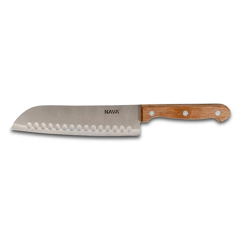 Ανοξείδωτο Ατσάλινο Santoku Μαχαίρι Με Ξύλινη Λαβή 17cm