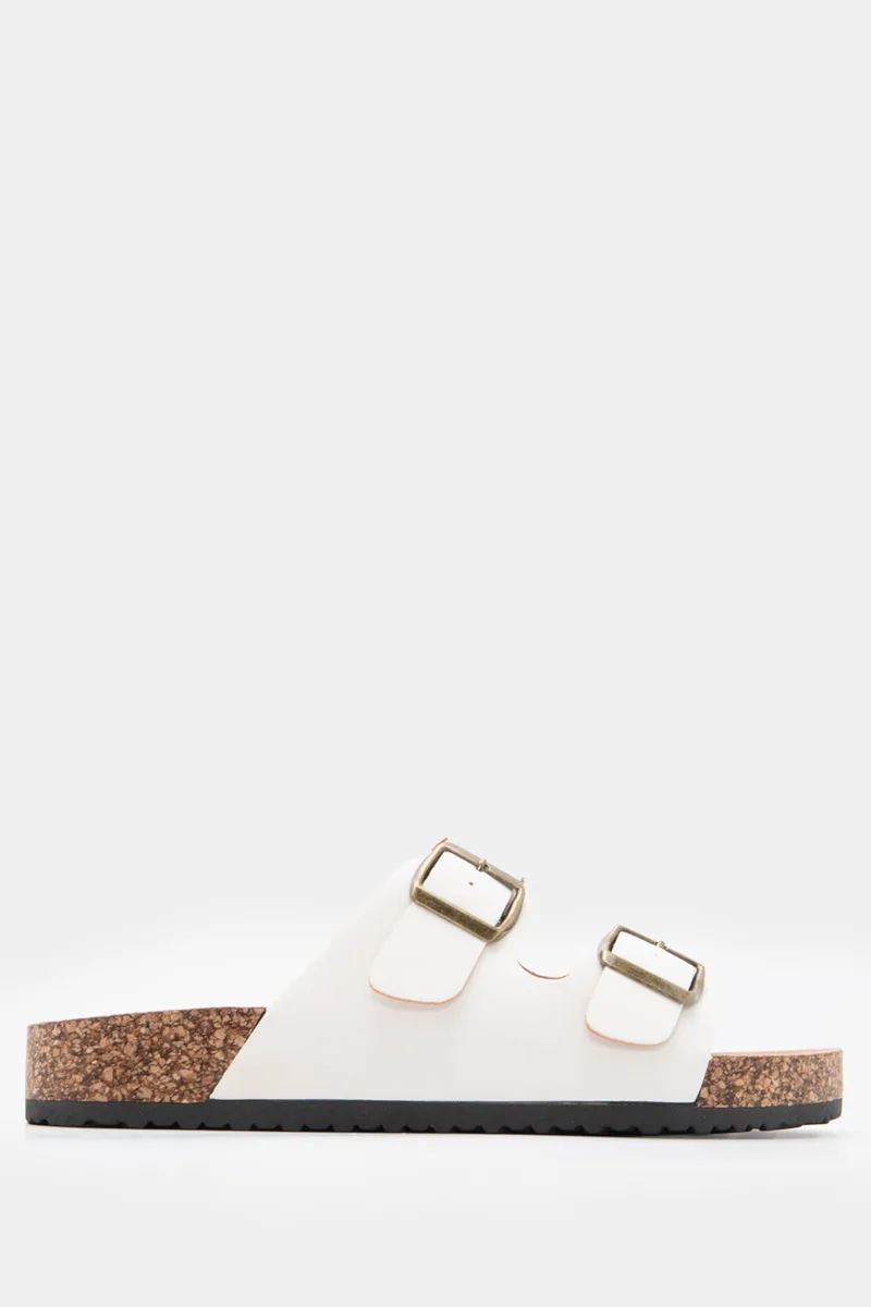 LUIGI DESIGN - Σανδάλια Flatform με Διπλές Τόκες - Λευκό