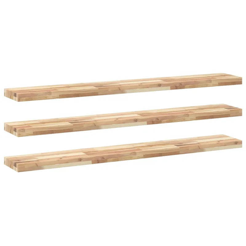 vidaXL Ράφια Πλωτά 3 τεμ. 140x20x4 εκ. από Μασίφ Ξύλο Ακακίας χωρίς Επεξεργασία
