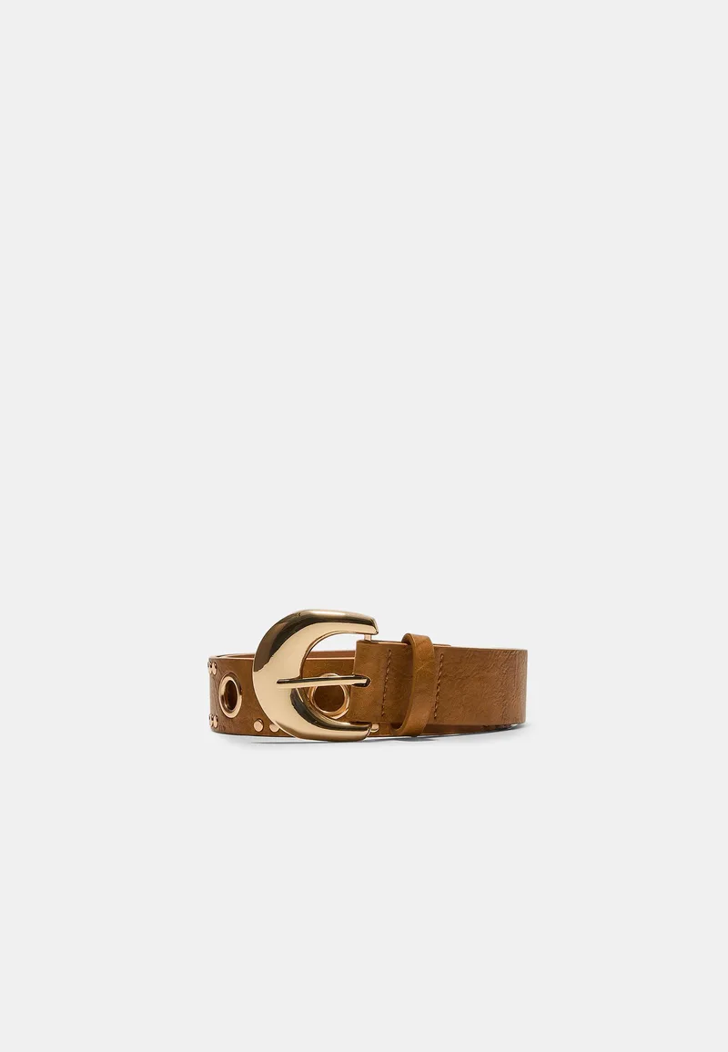 Stradivarius Ζώνη Με Χρυσές Λεπτομέρειες Καφέ 80