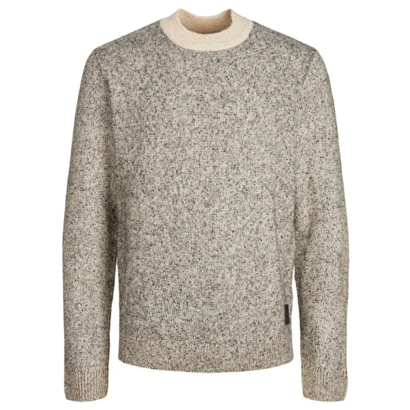Πλεκτό πουλόβερ "Space Knit Mock Neck" της Jack & Jones - Peyote/Black