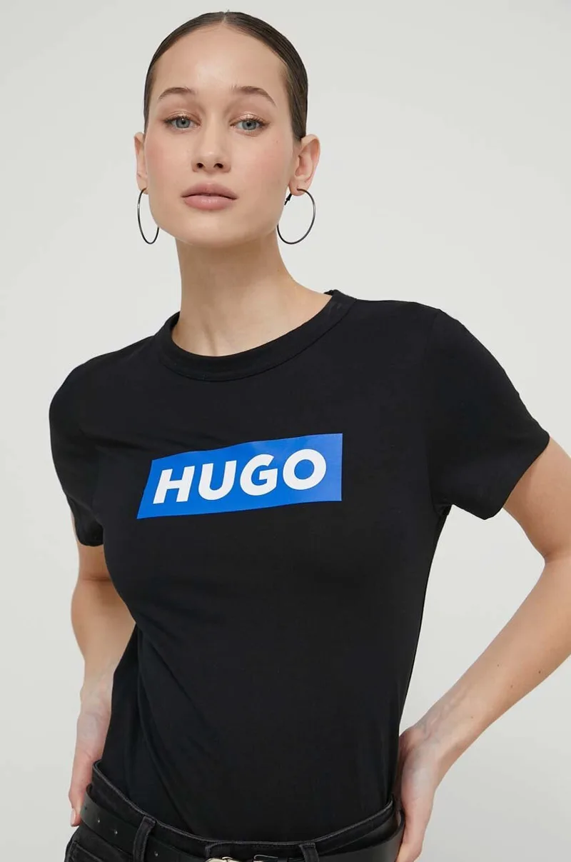 Βαμβακερό μπλουζάκι Hugo Blue San Jared-C