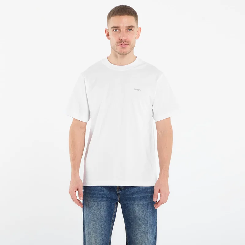 T-shirt Queens Men's Esssential T-Shirt With Contrast Print 3-Pack White/ White/ White S