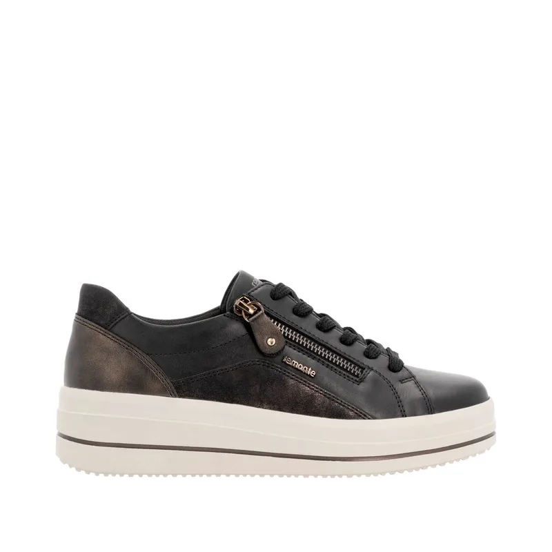 Remonte D1C01-03 Ανατομικό Δερμάτινο Sneaker Μαύρο