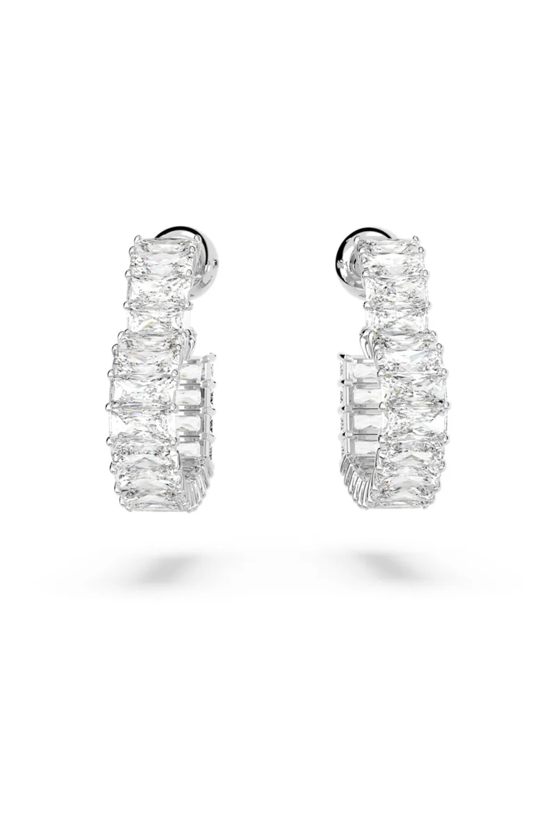 Swarovski γυναικείοι κρίκοι καρδιά, μικρά, λευκά, επιμετάλλωση ροδίου "Matrix" - 5653170