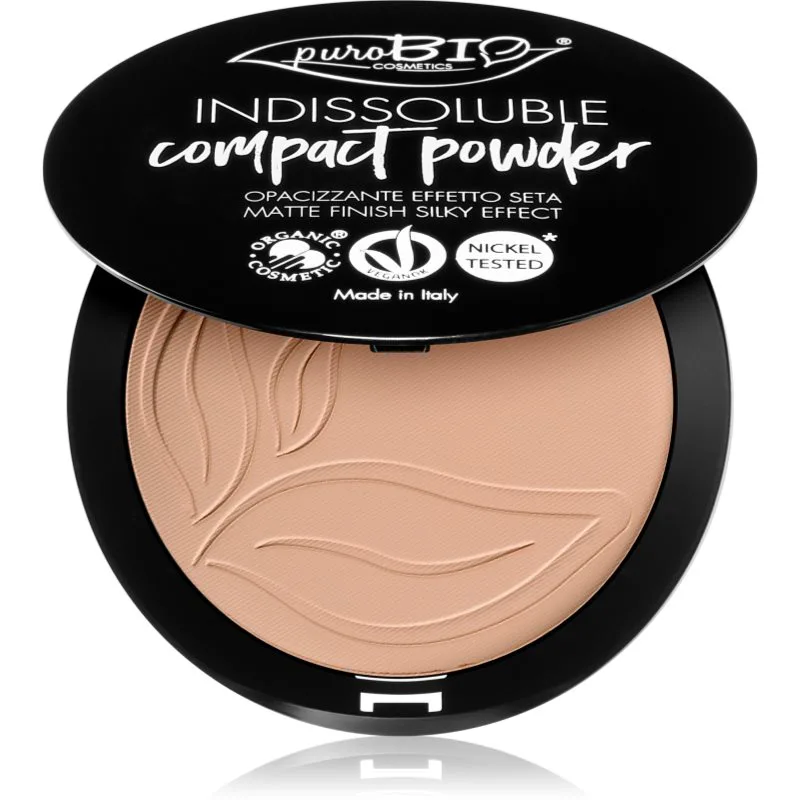 puroBIO Cosmetics Indissouble συμπαγής πούδρα με ματ αποτελέσματα απόχρωση 04 9 γρ