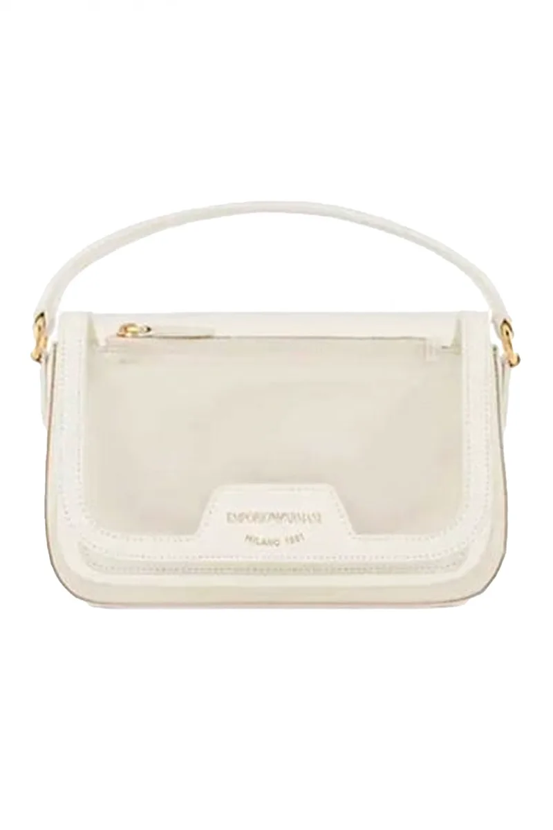 EMPORIO ARMANI ΤΣΑΝΤΑ CROSS BODY/ ΧΕΙΡΟΣ LOGO ΔΙΑΦΑΝΕΙΑ ΛΕΥΚΟ