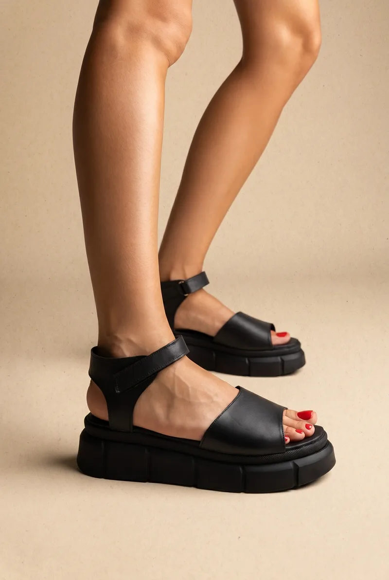 TFP Flatform Sandals Chunky Sole - 3012 - Μαύρο Ματ