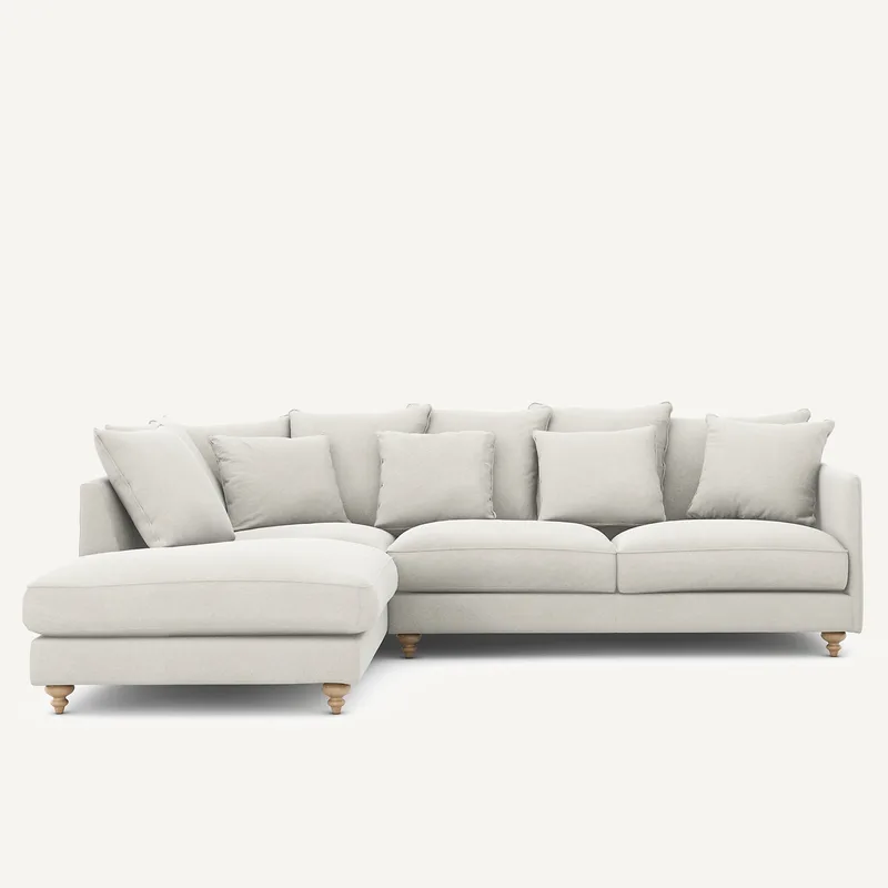 Γωνιακός καναπές από λινό βελούδο Μ209xΠ279xΥ93cm