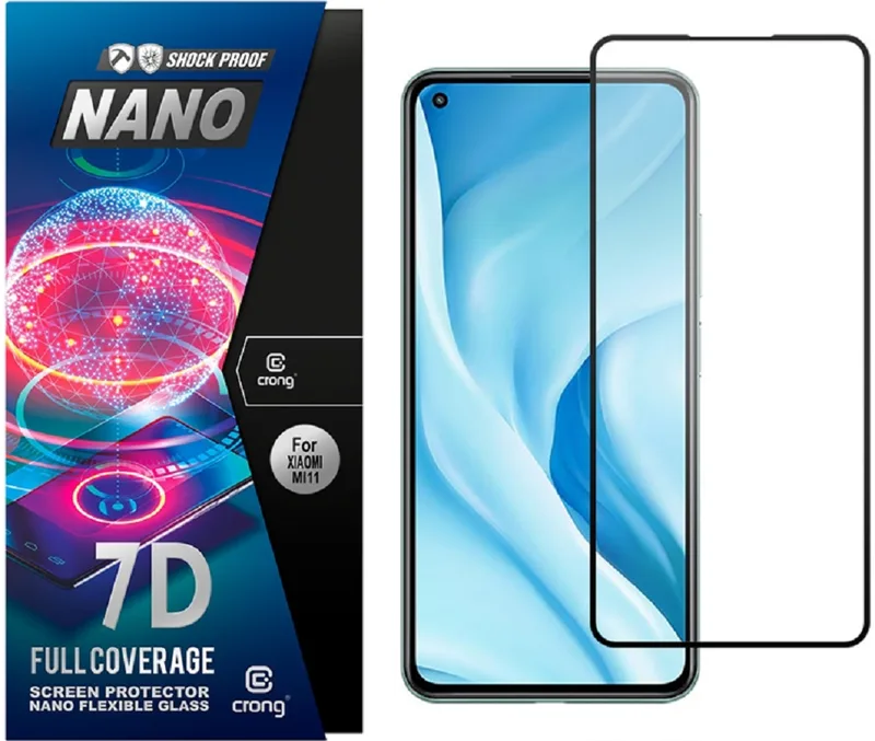 Crong 7D Nano Flexible Glass - Fullface Αντιχαρακτικό Υβριδικό Γυαλί Οθόνης Xiaomi Mi 11 Lite - Black - 0.3mm (CRG-7DNANO-XMI11L)