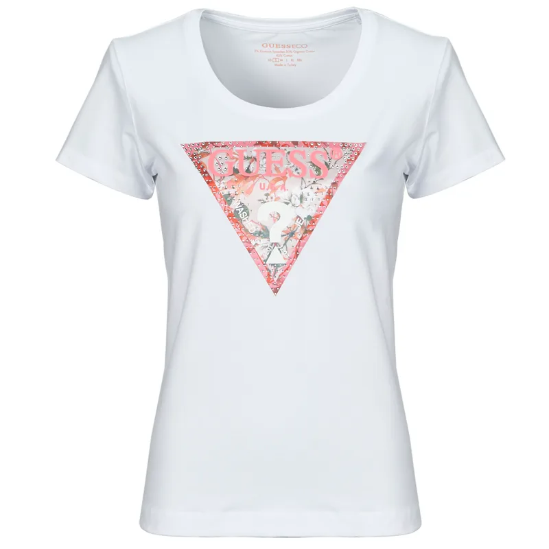 T-shirt με κοντά μανίκια Guess RN SATIN TRIANGLE