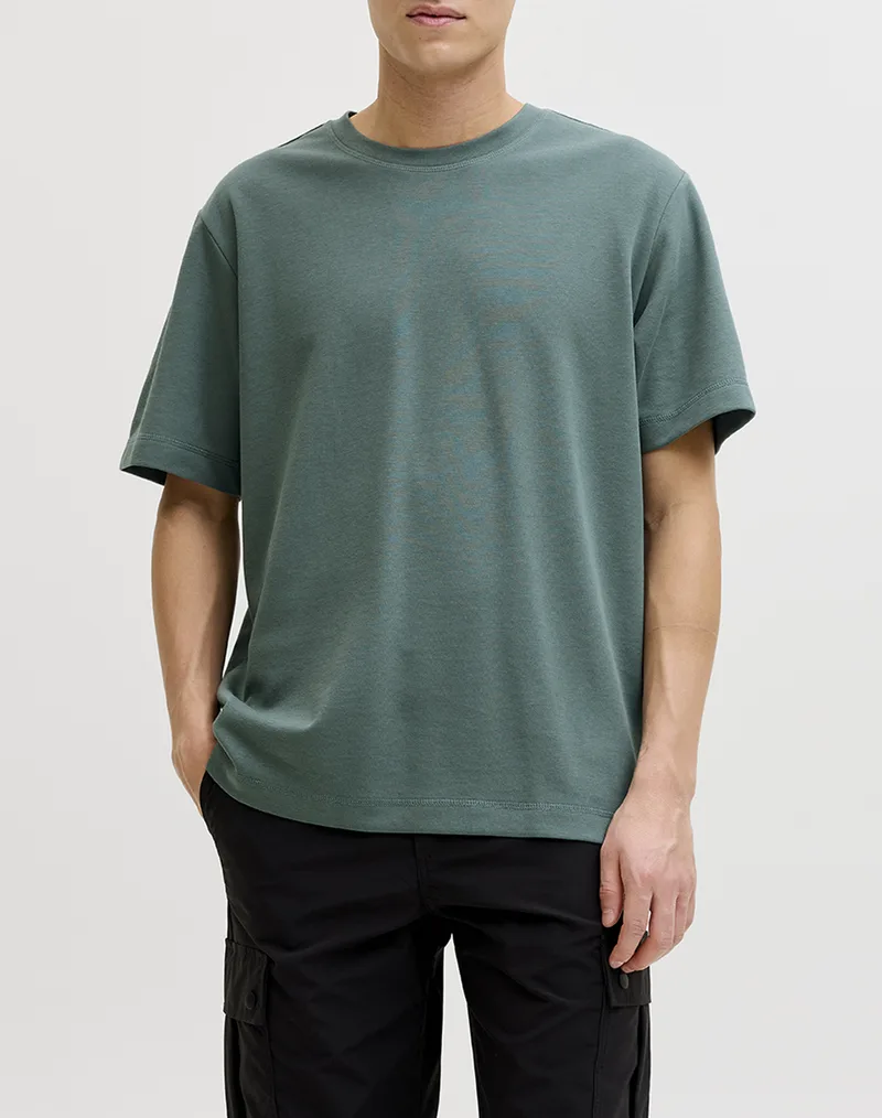 JACK&JONES JCOFUSION BADGE TEE SS CREW NECK LN 12289962-North Atlantic Mixed