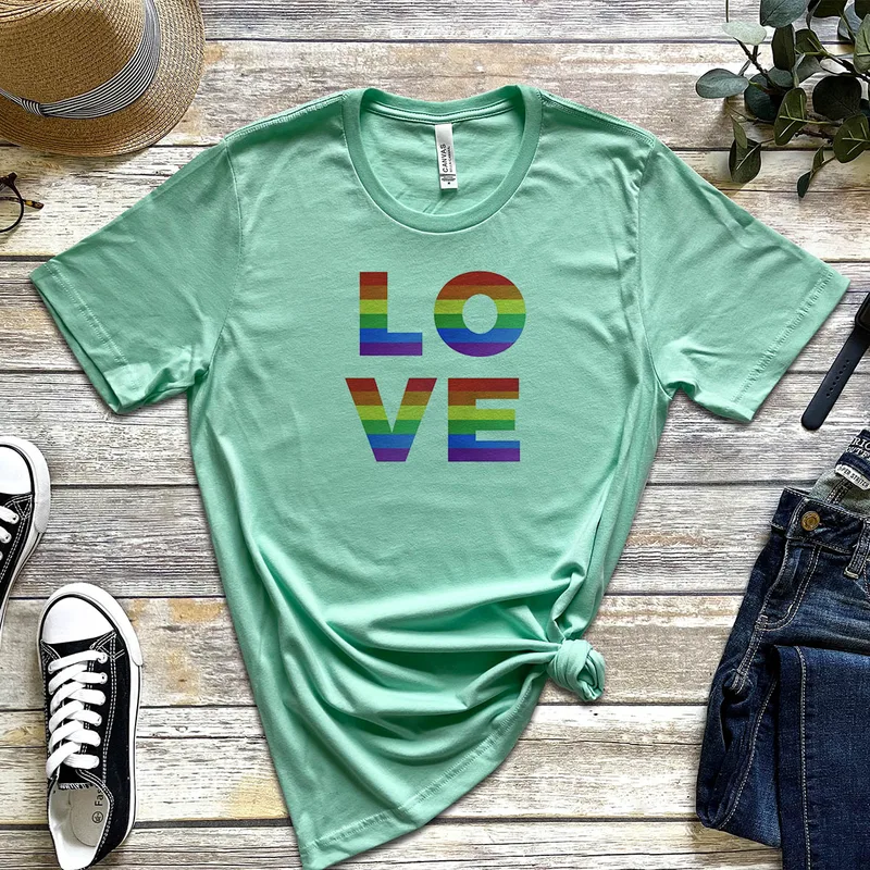 LOVE- Organic Vegan T-Shirt Unisex - Μέντα - XL