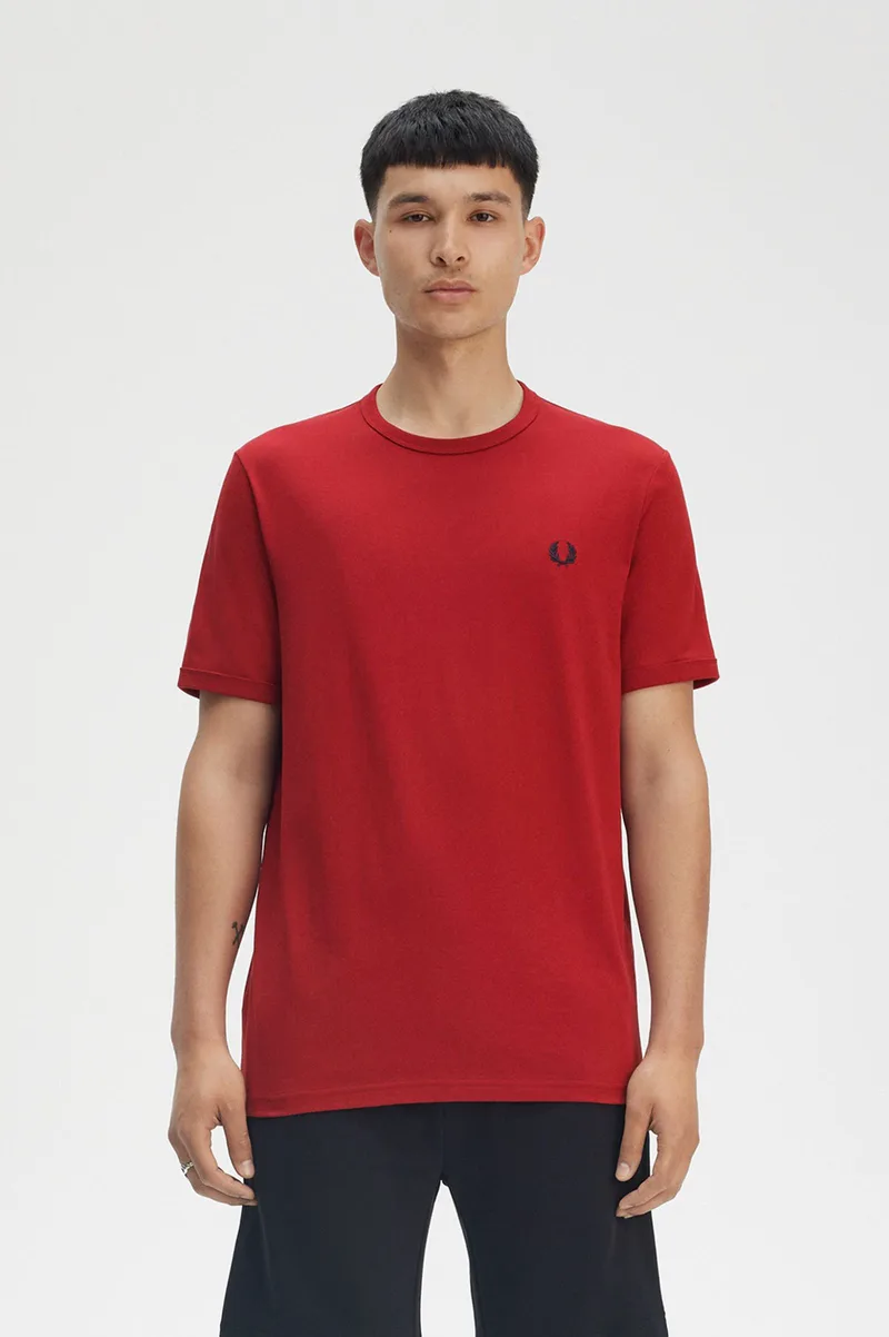 Fred Perry Ανδρική Μπλούζα Ringer T-Shirt M3519-M02 Κόκκινο