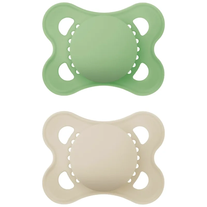 Mam Original Unprinted Silicone Soother 2-6m Ορθοδοντική Πιπίλα Σιλικόνης με Θήκη Μεταφοράς & Αποστείρωσης 2 Τεμάχια  Κωδ 118SBc - Πράσινο / Γκρι