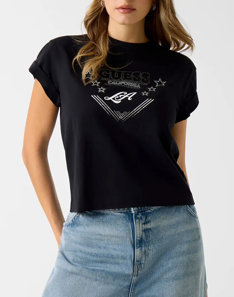 GUESS SS CN LA STARS TEE ΜΠΛΟΥΖΑ ΓΥΝΑΙΚΕΙΟ W6RI30I3Z14-JBLK Black