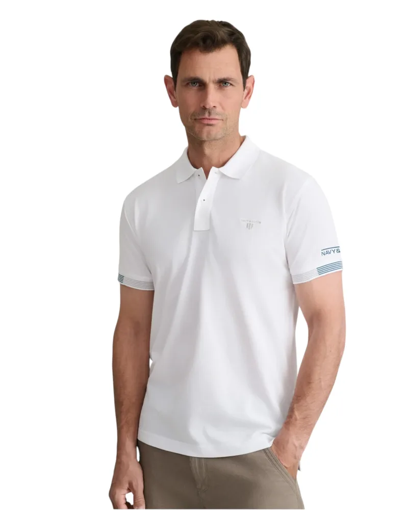 Navy & Green Ανδρική Μπλούζα Πόλο Κοντομάνικη 24GE.1041 WHITE