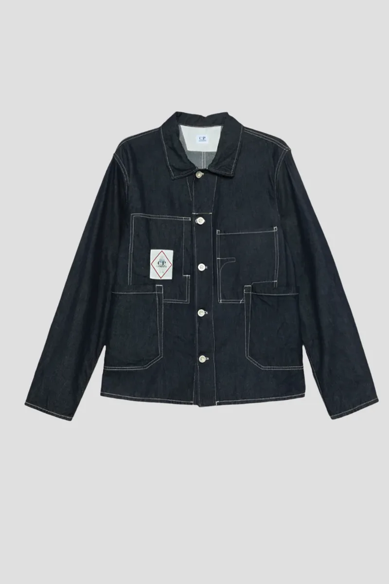 C.P. COMPANY Ανδρικό Μπλε Logo-Patch Denim Jacket